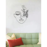 décoration murale moderne femme noir fleurs contour minimaliste métal opacité 25x35cm