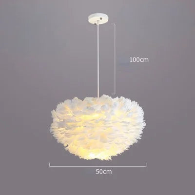 lampe suspendue moderne plumes blanc salon chambre coucher lumière intérieure décoration maison