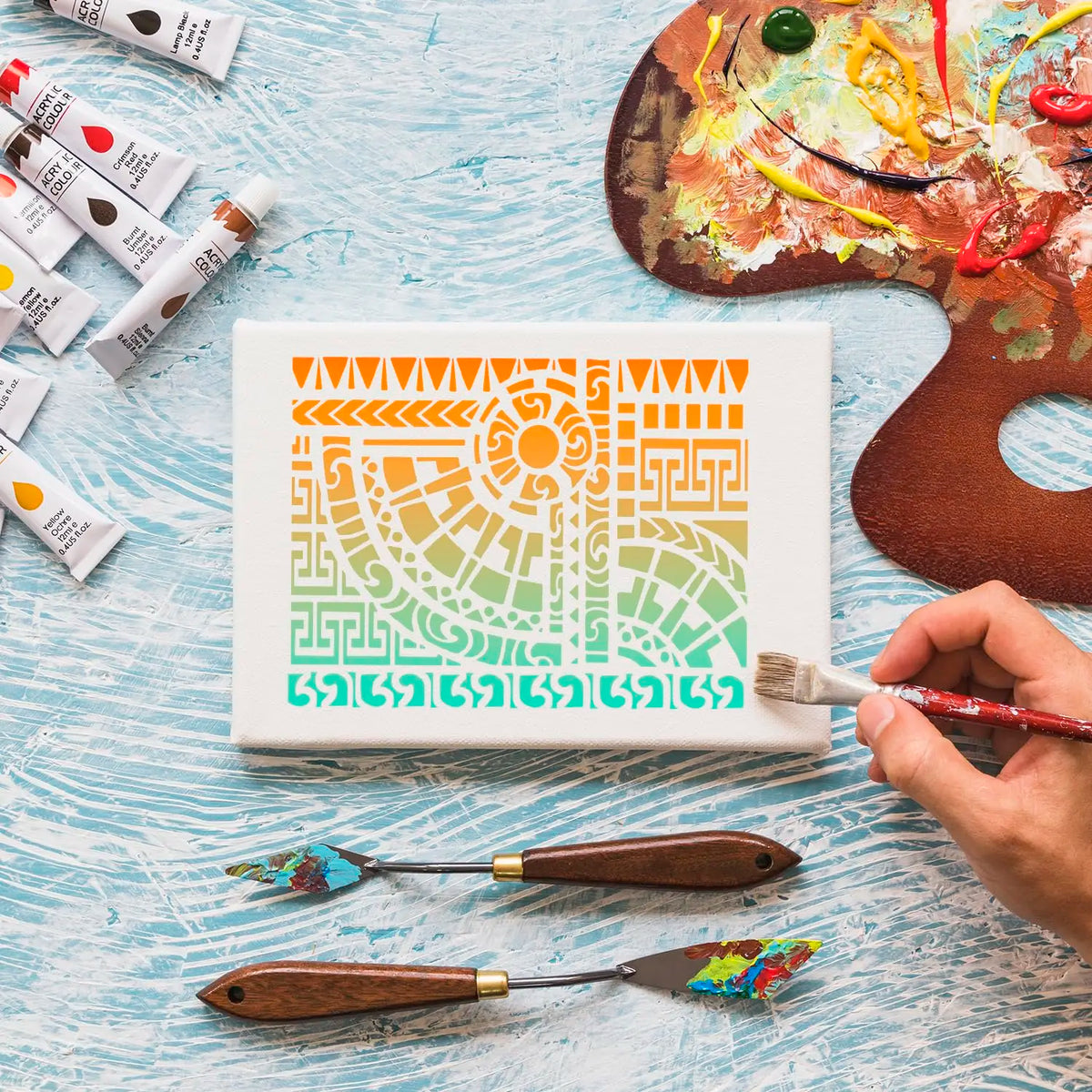 stencils réutilisables blancs motifs géométriques modernes peinture diy