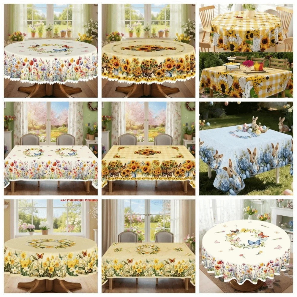 nappe table fleurs tournesols papillons motifs géométriques classique polyester festive