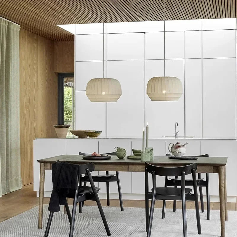 suspension lumineuse moderne blanc rayures horizontales finies opaques led e27 chambre salon