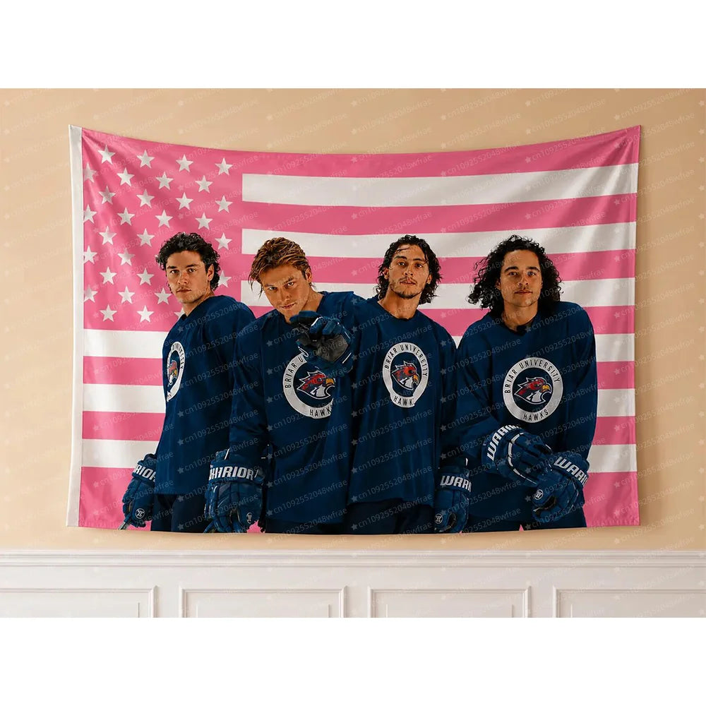 drapeau américain étoiles rayures bleu marine blanc rose décoration murale chambre patriotique lavable machine