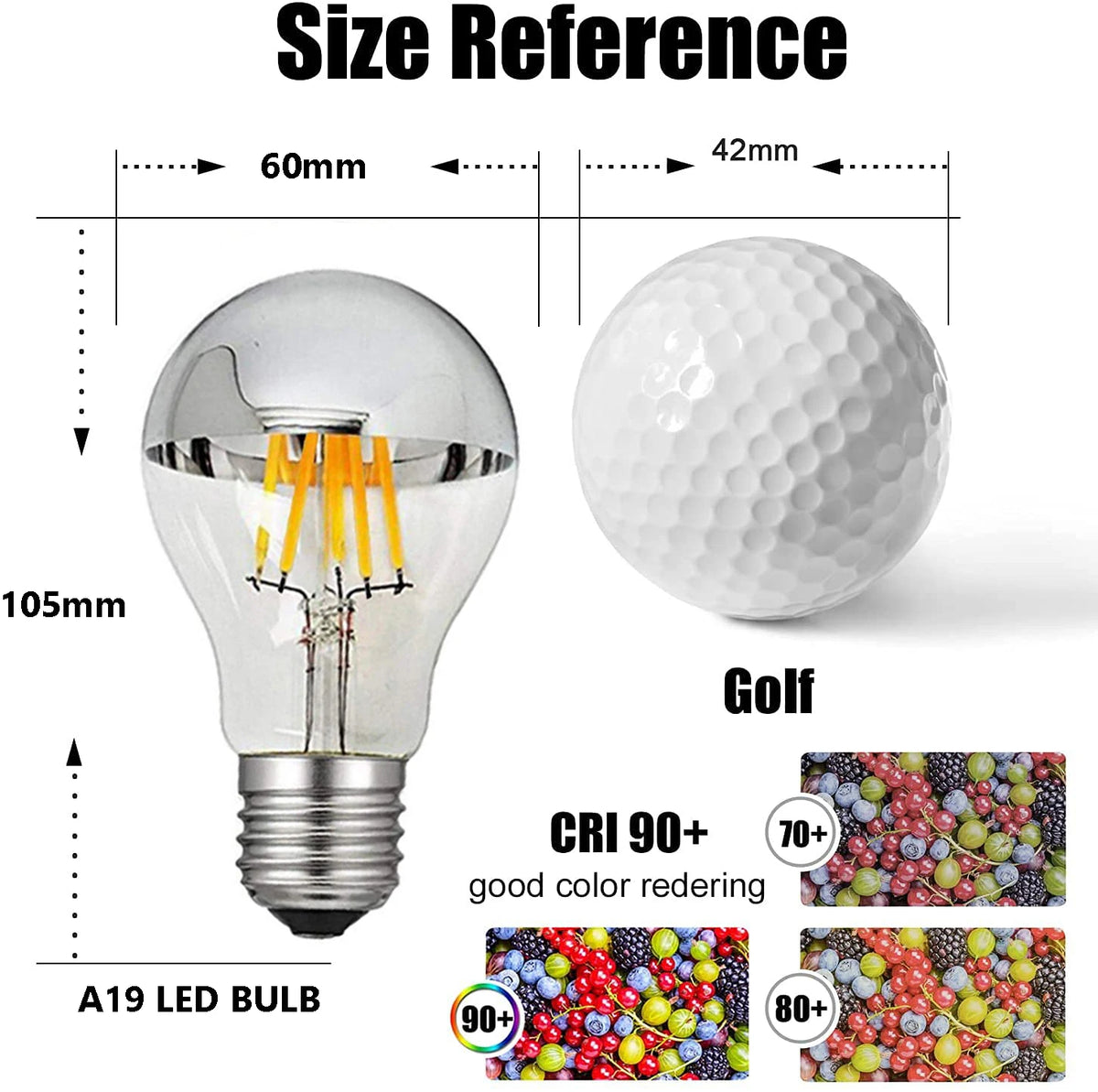 ampoule led filament doré effet miroir culot e27 vintage transparente argentée 25000h 8w 220v