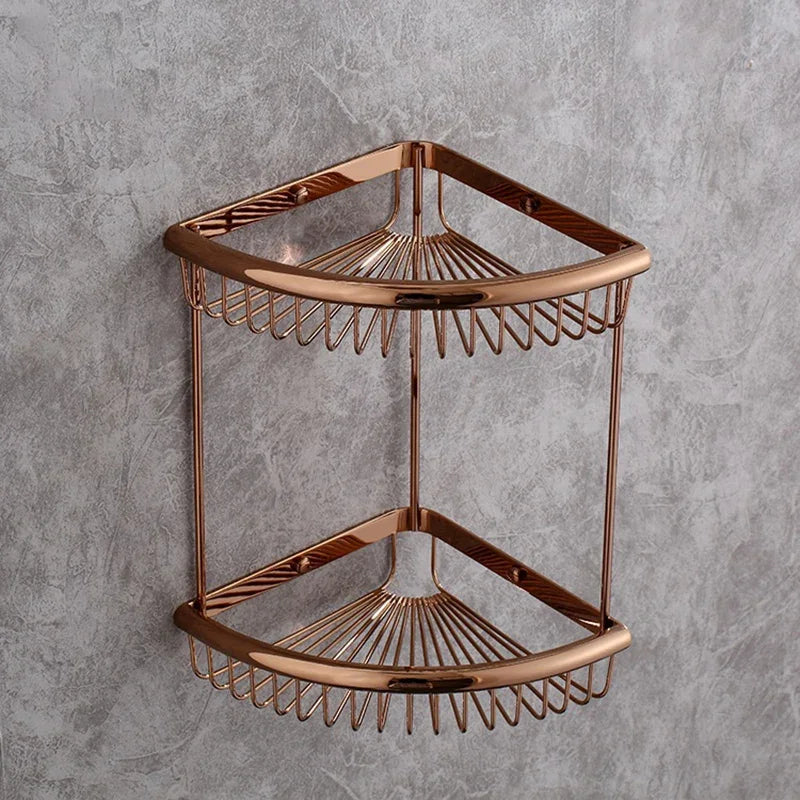 panier d'angle salle bain or rose chrome fileté moderne vis fixation produits