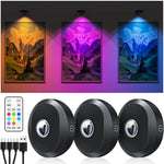 lampe led rechargeable noire télécommande aimant adhésif rond brillant moderne 60249lm