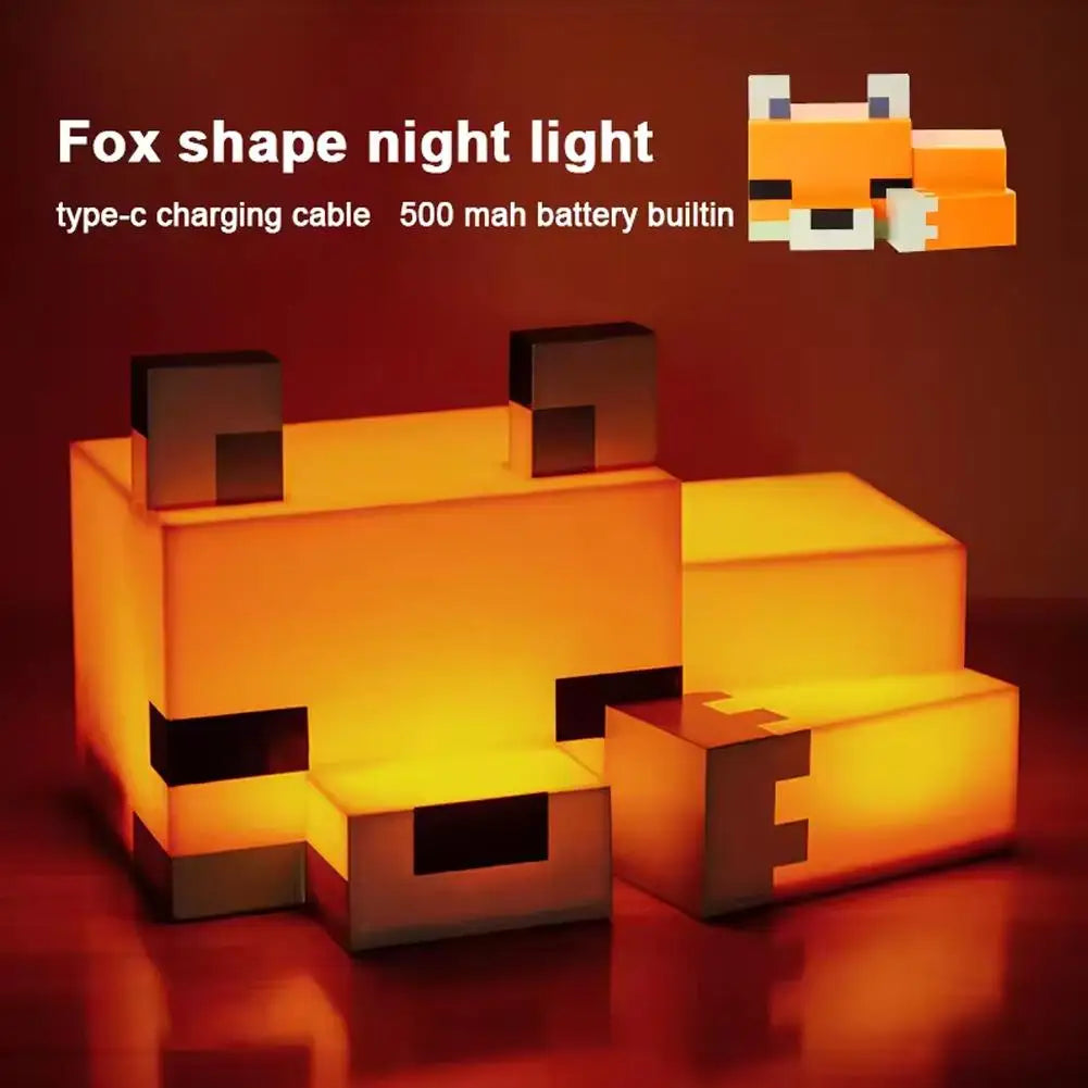 lampe nuit renard orange pixel minecraft contemporain chambre enfant deco