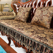 housses canapé brodées motifs floraux coussins décoratifs marron rouge bleu doré opulents traditionnels baroques