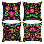 taies d'oreiller imprimées fleurs colorées moderne polyester noir 45x45cm 60x60cm decoration salon