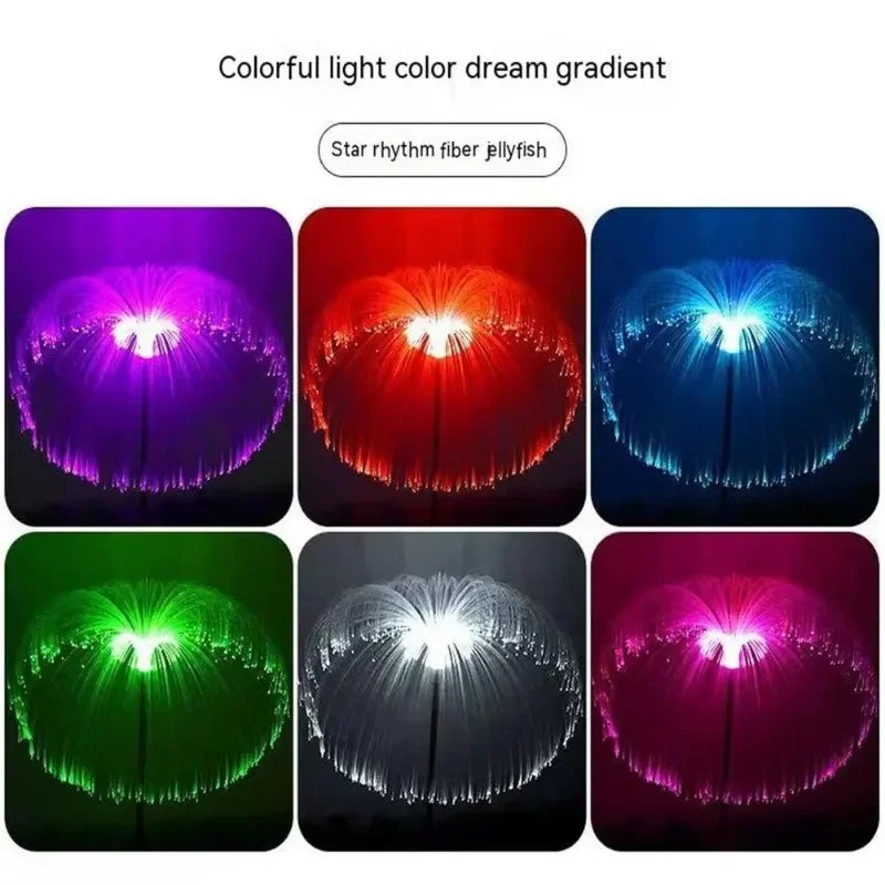 décorations extérieures palmier lumineux solaire multicolore moderne fibre optique jardin festifs
