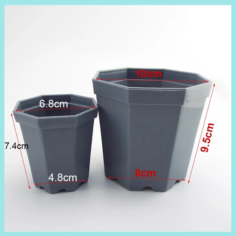 pots fleurs modernes hexagonaux plastique blanc noir gris bleu