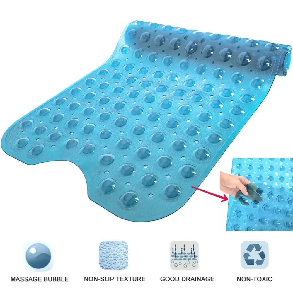 tapis bain moderne bleu clair texture bulles drainage efficace antislip salle bain pvc respectueux