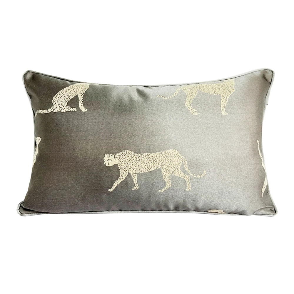 housse coussin gris léopard moderne adhésive décoration maison canapé chaise voiture 30x50cm polyester Jacquard