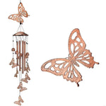 cloche vent artisanale cuivrée oiseau papillon grenouille crochet jardin thérapie sonore