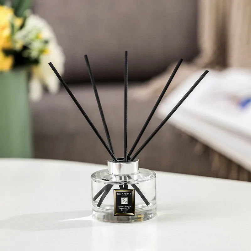 diffuseur d'odeur moderne noir transparent bâtonnets parfumés aromathérapie intérieur 120ml basilic citron vert chambre
