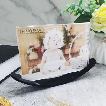 cadre photo moderne double face transparent noir blanc 10x15cm clips