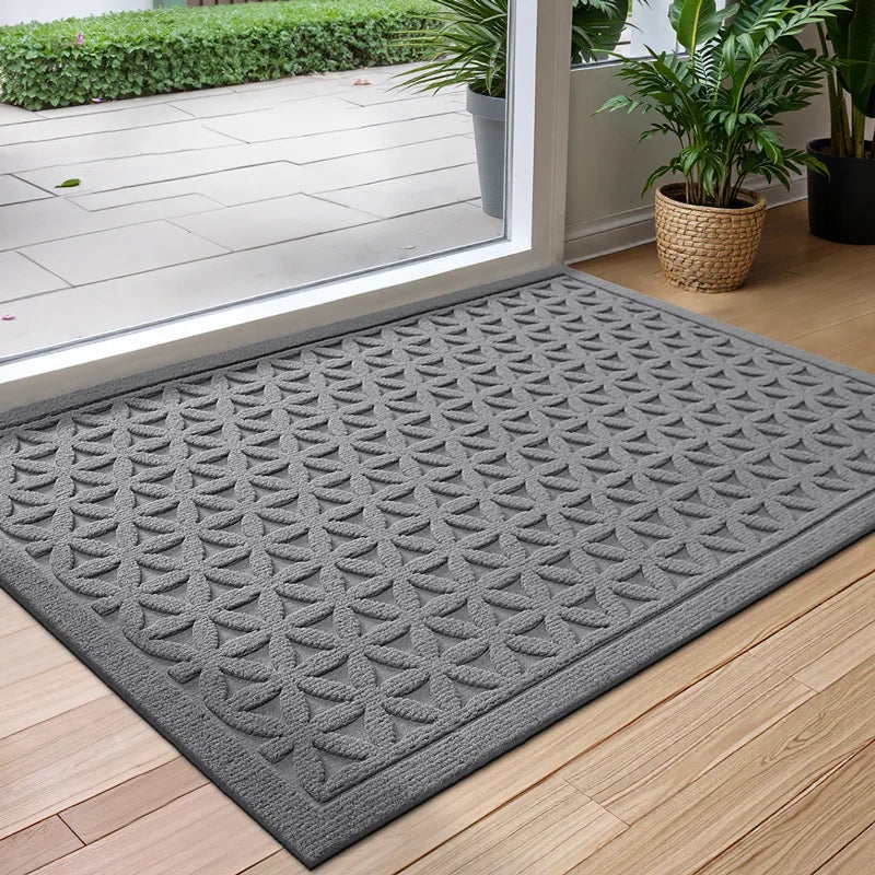tapis d'entrée moderne anti dérapant polyester résistant saleté taille 45x75cm 60x90cm marron gris noir