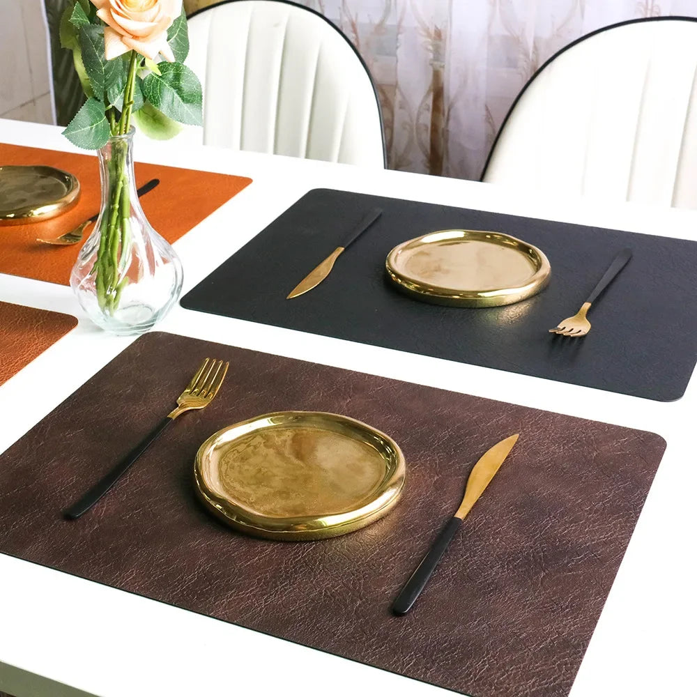 tapis table simili cuir marron noir rectangle moderne respectueux environnement 43x30cm