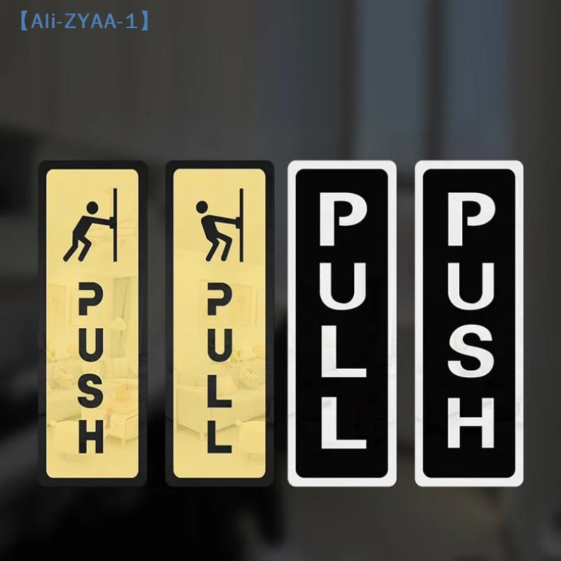 panneau porte push pull or blanc adhésif moderne classique lettres icones humaines echangement magasin