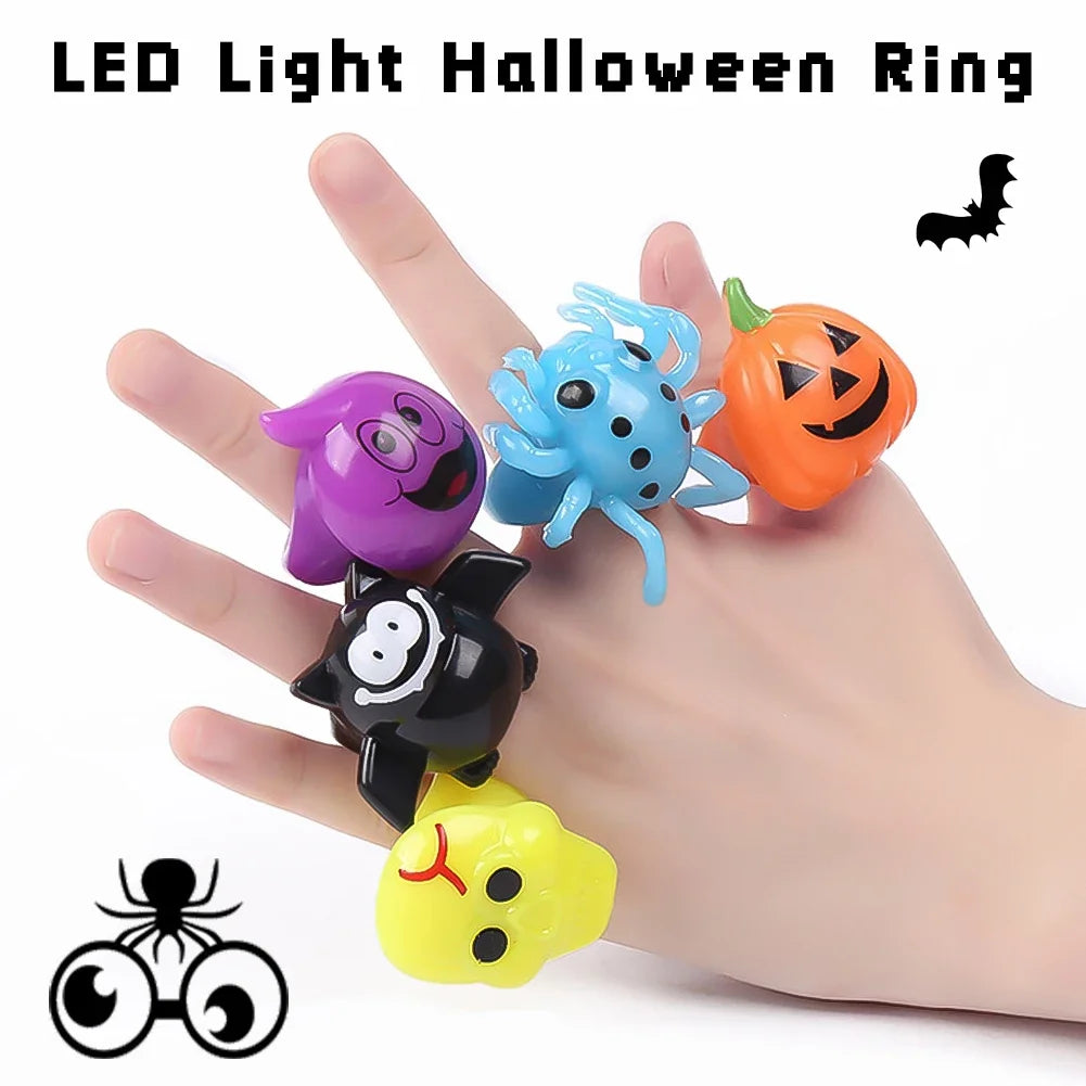 anneaux lumineux halloween araignées crânes citrouilles fantômes orange rose vert bleu noir blanc festive