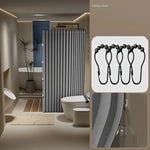 rideau douche gris rayures vertical adhésif moderne salle bain polyester durable decoration accessoire