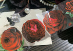 autocollants muraux fleurs roses feuilles rouge blanc adhésifs décoratifs réaliste opaque chambre