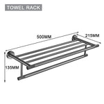 ensemble accessoires salle bain noir mat porte serviettes mural moderne métal brossé