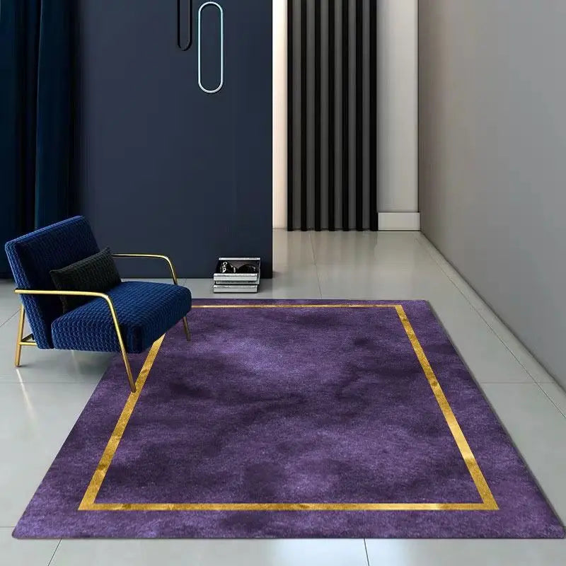 tapis violet moderne polypropylène bordure dorée texture douce 80x120cm salon chambre violet doré