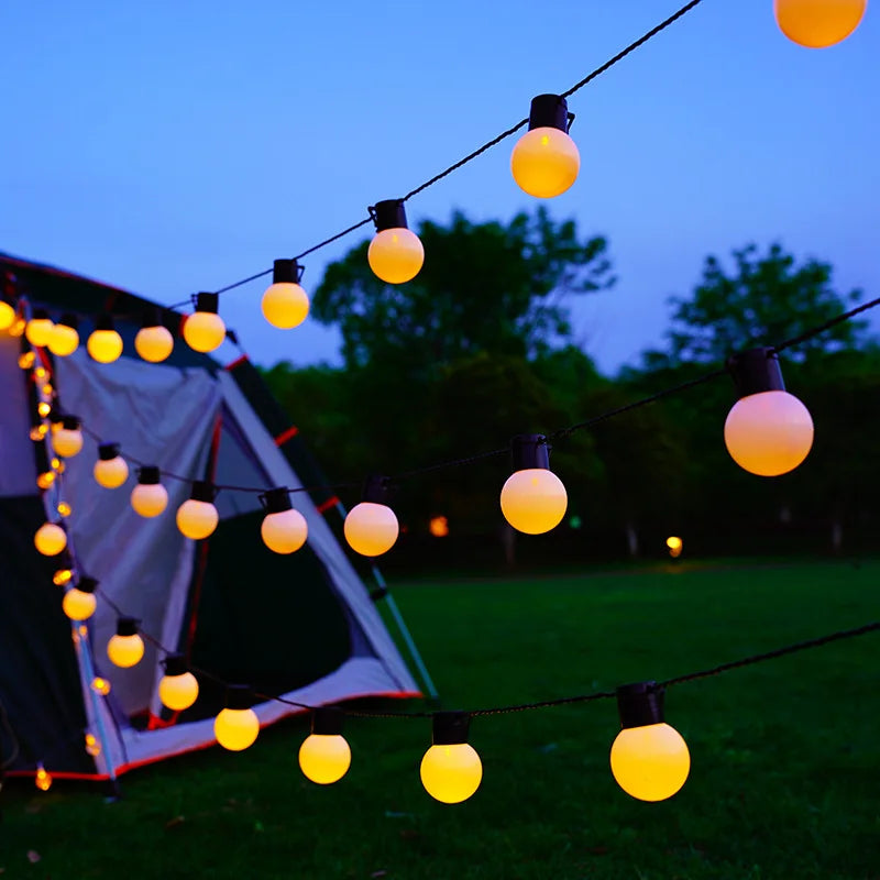 guirlandes lumineuses solaires led blancs ampoules globes extérieures moderne camping jardin fêtes