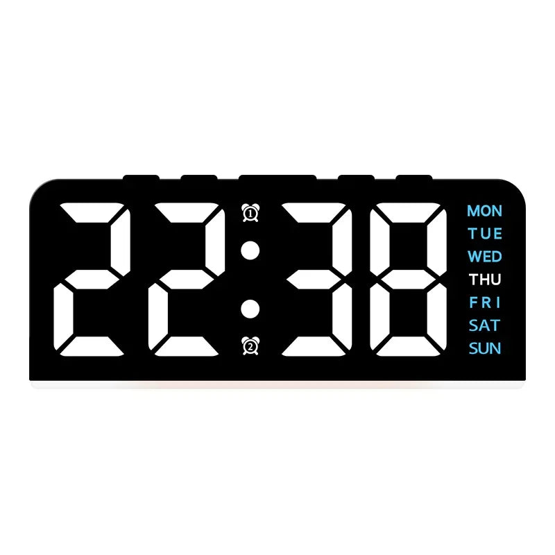 horloge numérique triangle led noir moderne réglable lumineuse double alarme veilleuse ambiance chambre