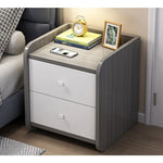 meuble chambre coucher moderne deux tiroirs bois gris blanc minimalistetable nuitcommodechevetappréciablesauvage