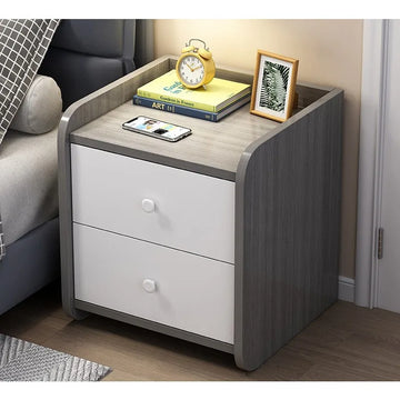 meuble chambre coucher moderne deux tiroirs bois gris blanc minimalistetable nuitcommodechevetappréciablesauvage