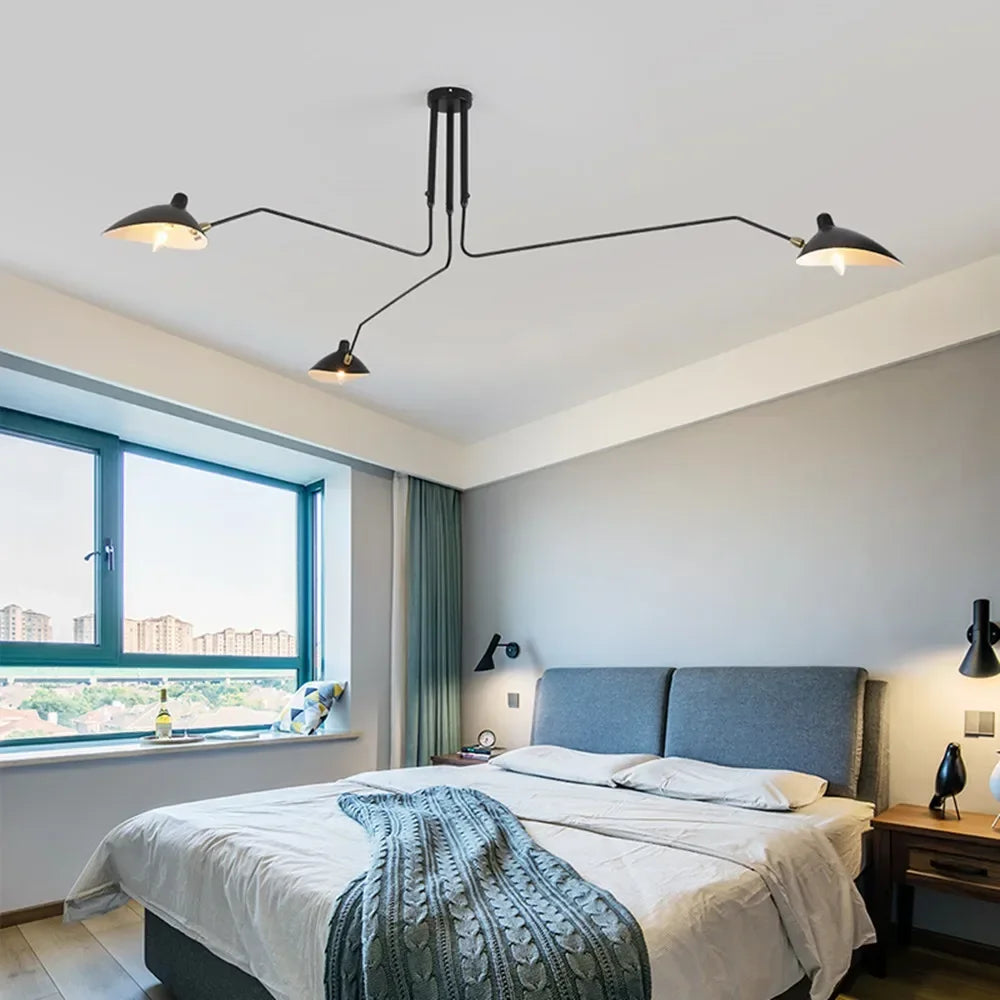 suspension lumineuse moderne industrielle led fer noir blanc toucher interrupteur