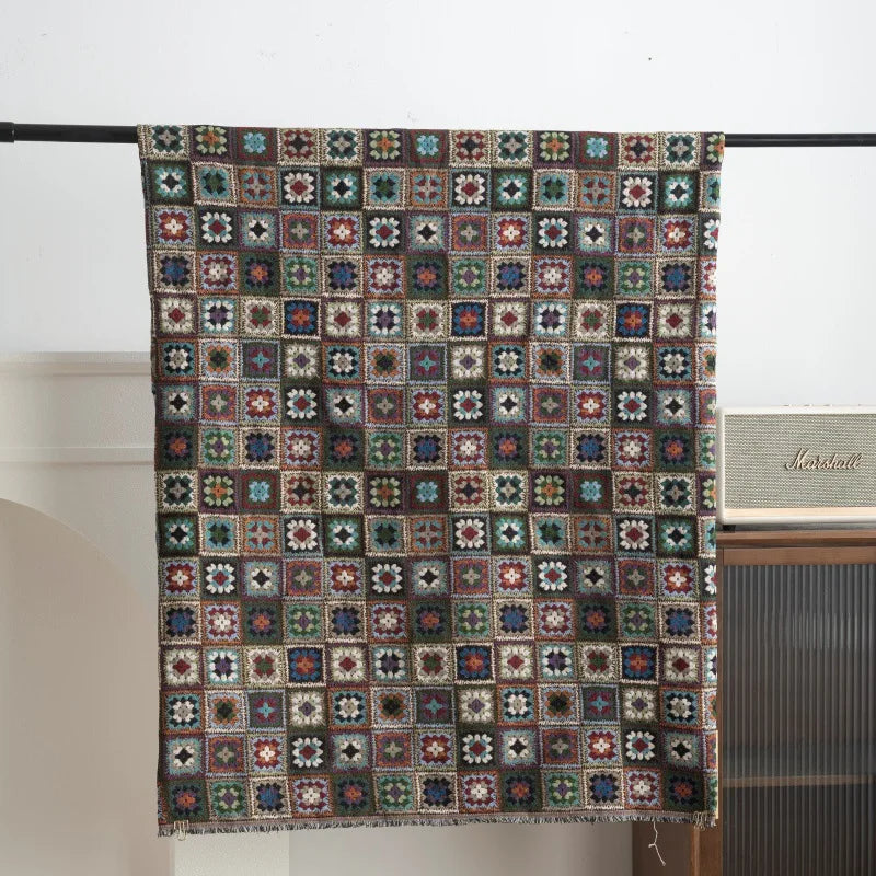 tissu patchwork ethnique polyester coton bleu vert rouge beige motifs géométriques floraux opaques tringle