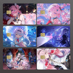 cartes crédit personnalisées anime fille étoiles adhésif rose bleu noir protégées transporte bancaire debit