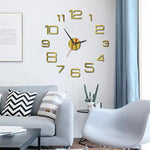 horloge murale moderne noir doré numéros blancs 40cm 50cm opaque sans cadre