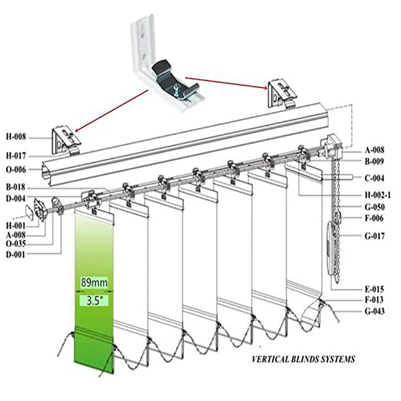 support rideau vertical blanc moderne eyelets fixations accessoires rideaux volets tractions métal
