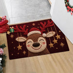 tapis sol antidérapant rennes souriants étoiles dorées extérieur entrée noël moderne rouge beige doré
