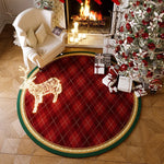 tapis sol rond noël arbre rouge cerf blanc décoratif festif maison salon intérieur