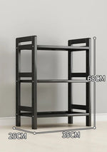 étagère rangement noire multifonctionnelle moderne acier inoxydable bambou réutilisable livres plantes