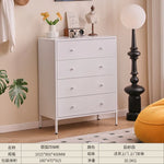 armoire tiroirs blanc moderne verre translucide poignées blanches pieds noirs