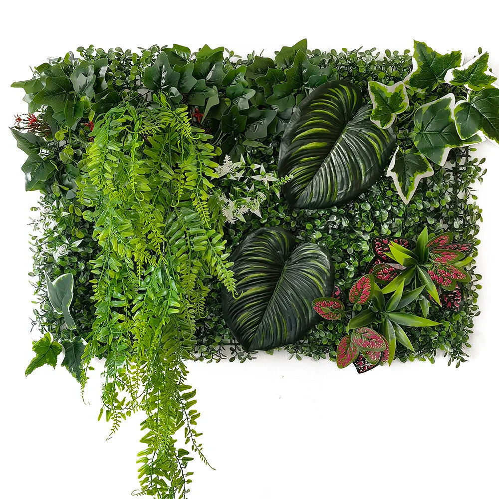 plante artificielle feuillage vert fleurs rouges décoration jardin extérieur naturel moderne fête maison