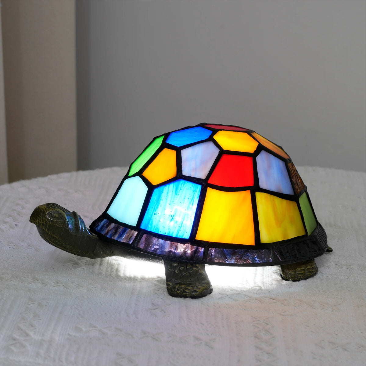 lampe poser tortue verre coloré multicolore art deco chambre enfant