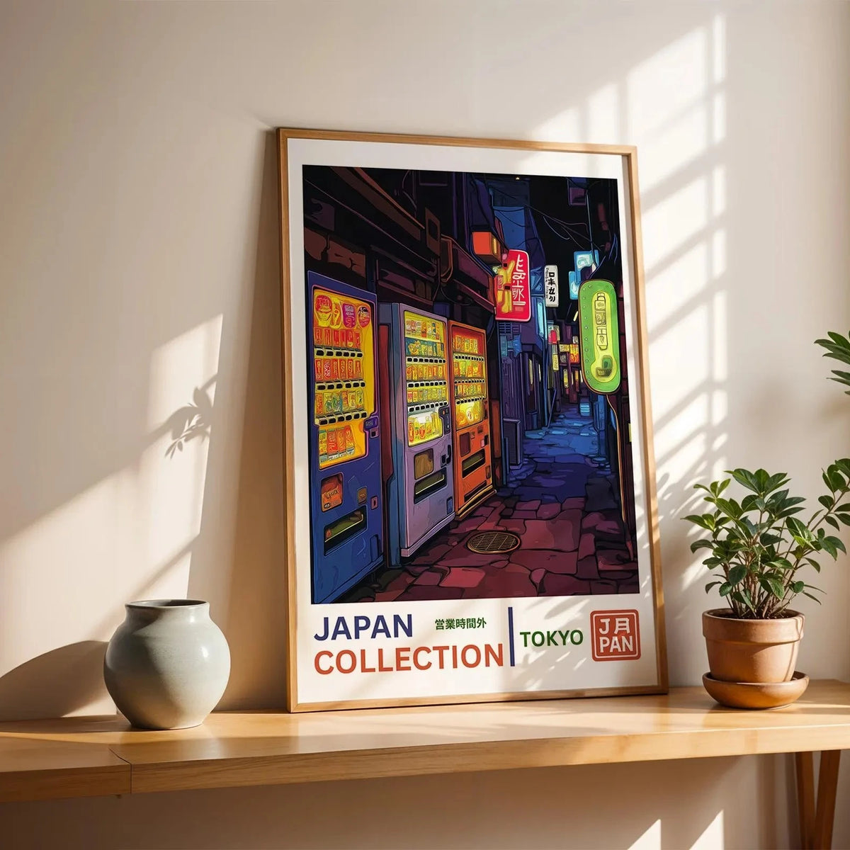 affiche urbaine nocturne machines vending multicolore abstraite artiste sans cadre maison salon decoration
