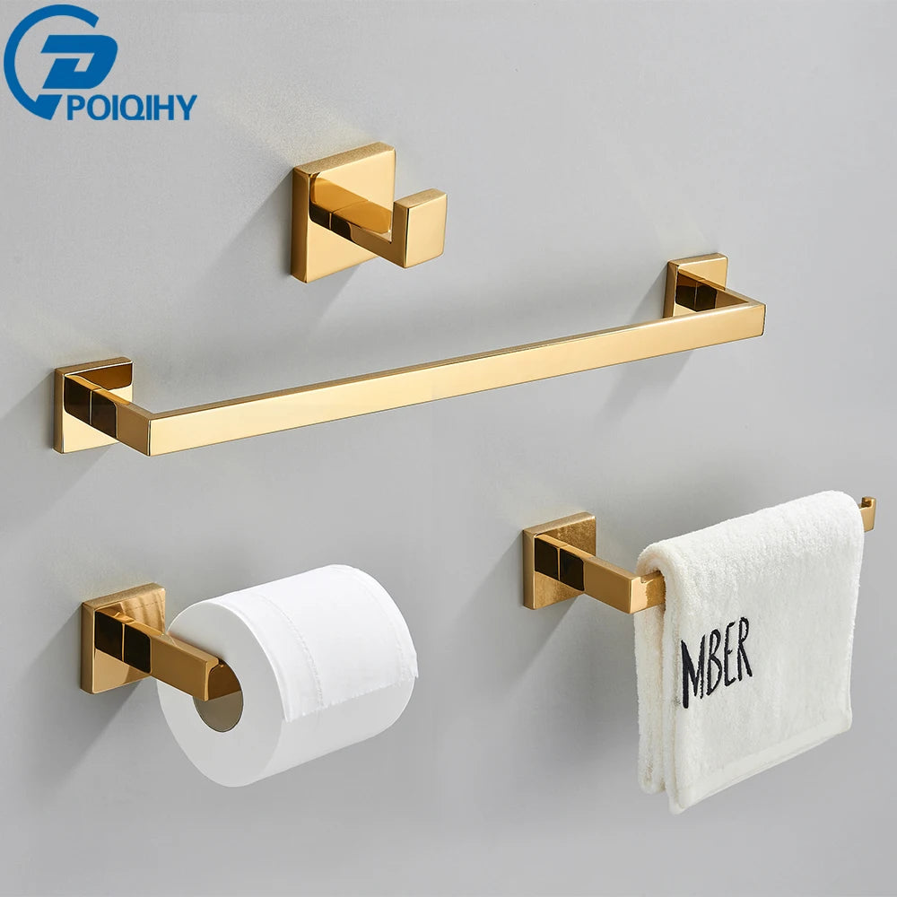accessoires salle bain doré moderne porte serviettes porte rouleau papier toilette crochet mural inoxydable