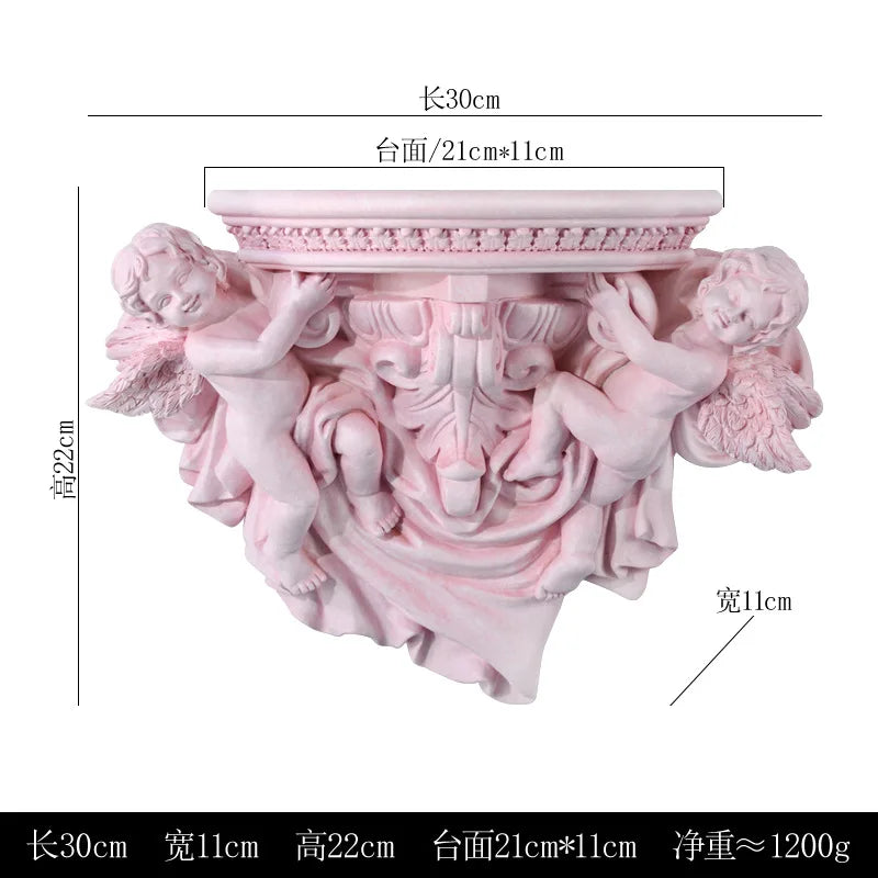 décoration murale étagère ange résine bleu doré blanc classique baroque chambre salon