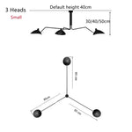 lumière suspension moderne noir doré têtes têtes 6000K 3000K