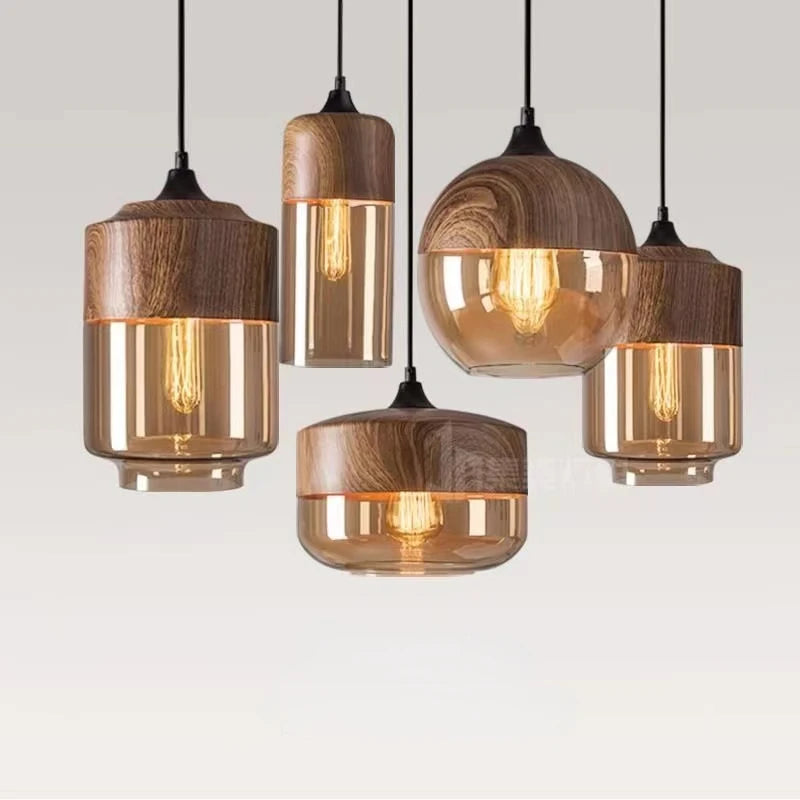 Suspension lumineuse moderne verre translucide câble noir salon chambre