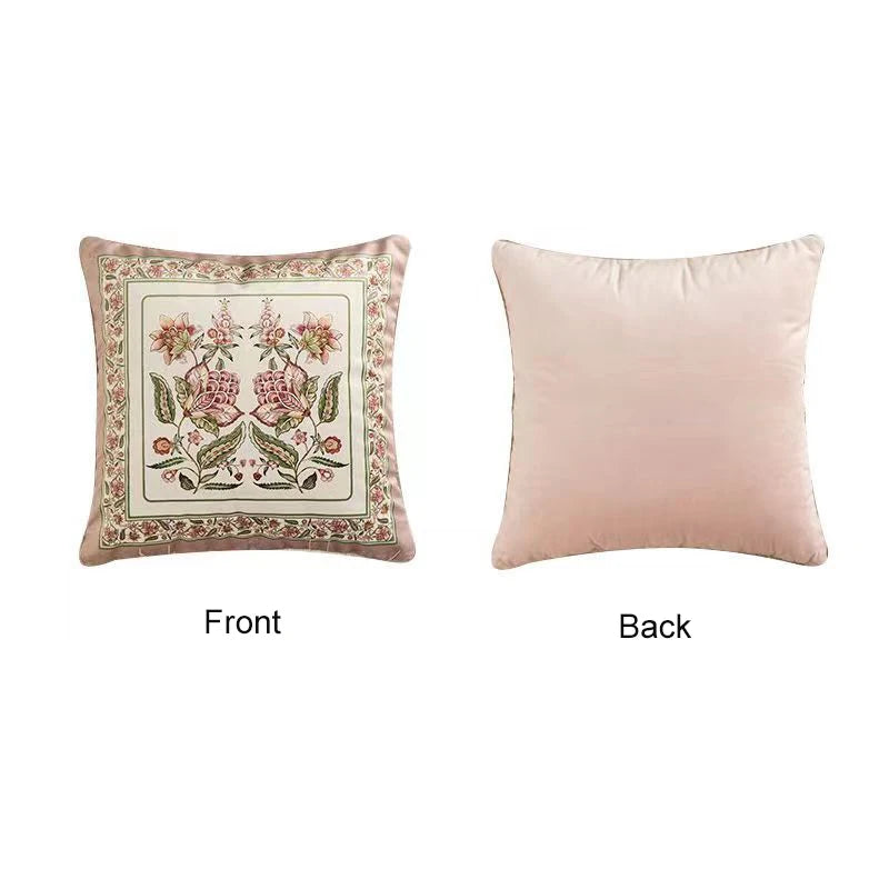 coussin carré vintage floral rose beige coton polyester 45x45cm 55x55cm 30x70cm decoration maison nordique