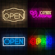 panneau lumineux open moderne couleur jaune bleu rose transparent ornemental chambre bar restaurant
