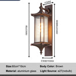 applique murale classique marron transparente étanche e27 extérieure veranda jardin entrée villa traditionnel fixations